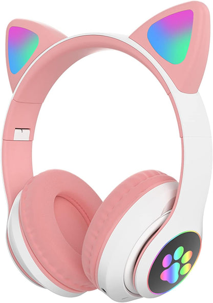 Kids Cat-Ear Bluetooth Headphones (LED, Mic,Wireless)