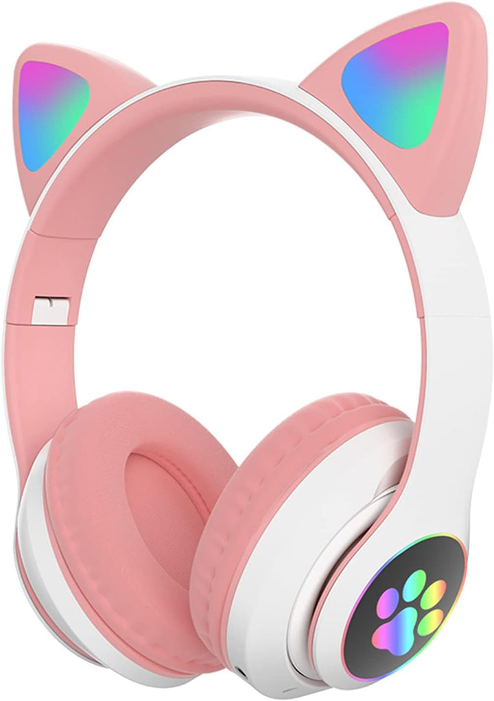 Kids Cat-Ear Bluetooth Headphones (LED, Mic,Wireless)