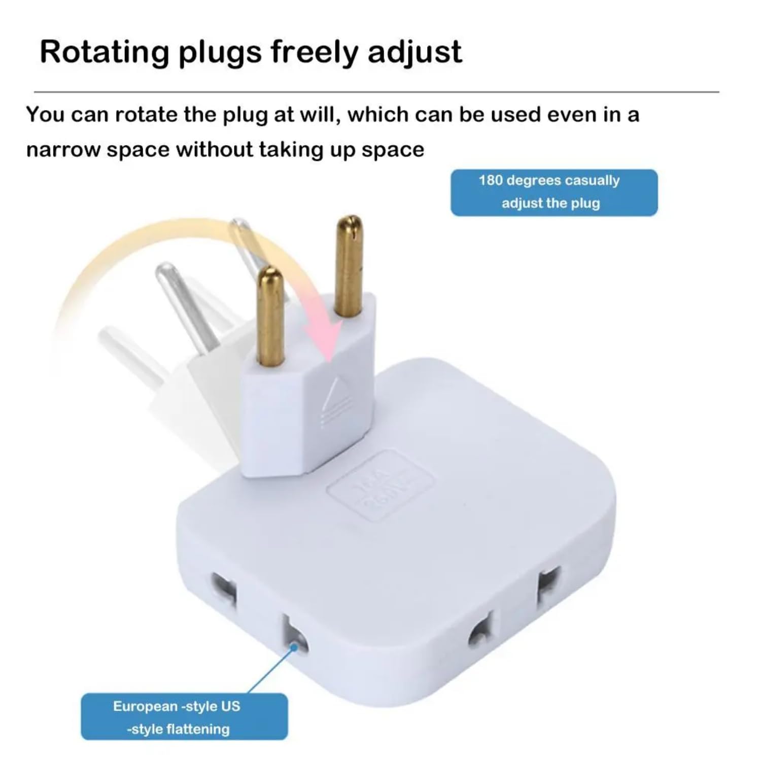 MURTISIDDH Rotate Plug EU Converter 3 in 1 Rotatable Outlet Extender 180 Degree Extension Plug with Foldable Multi Plug Mini Slim Wireless Outlet Adapter(Multicolor,Pic 1)