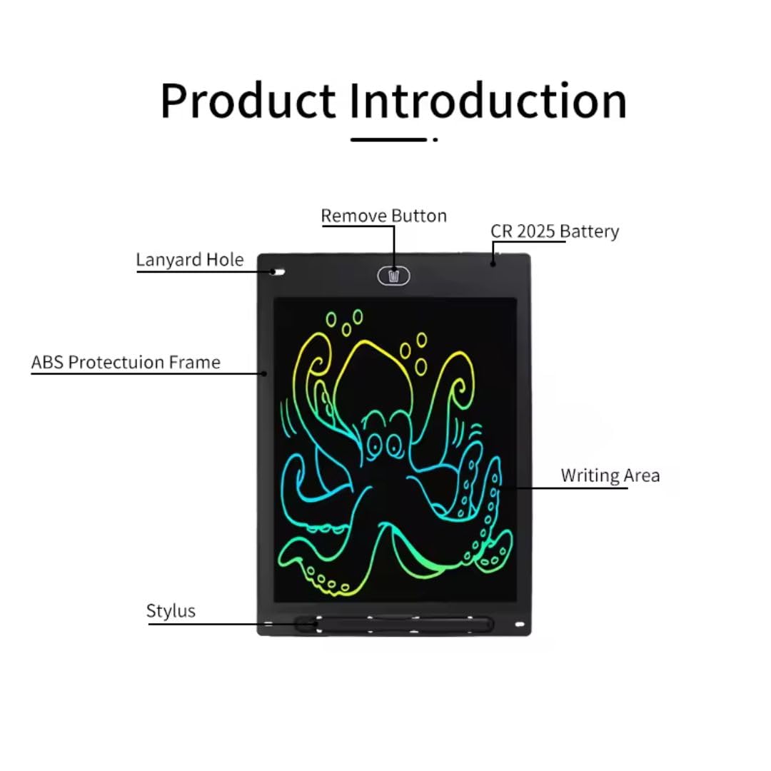 kidzooworld LCD Writing Tablet with 8.5-inch Rainbow Colour LCD Screen and Stylus Pen for Kids & Adults. Educational Toy for Boys and Girls.