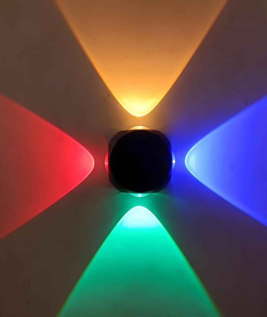 SEER® Wall Lights 4 Way Splitter Light RGB Indoor/Outdoor Waterproof Shockproof IP65 Exterior Wall Aluminum Casting Up Down 4 Way Outdoor Round LED Wall (Black, RED+Green+Blue) Light