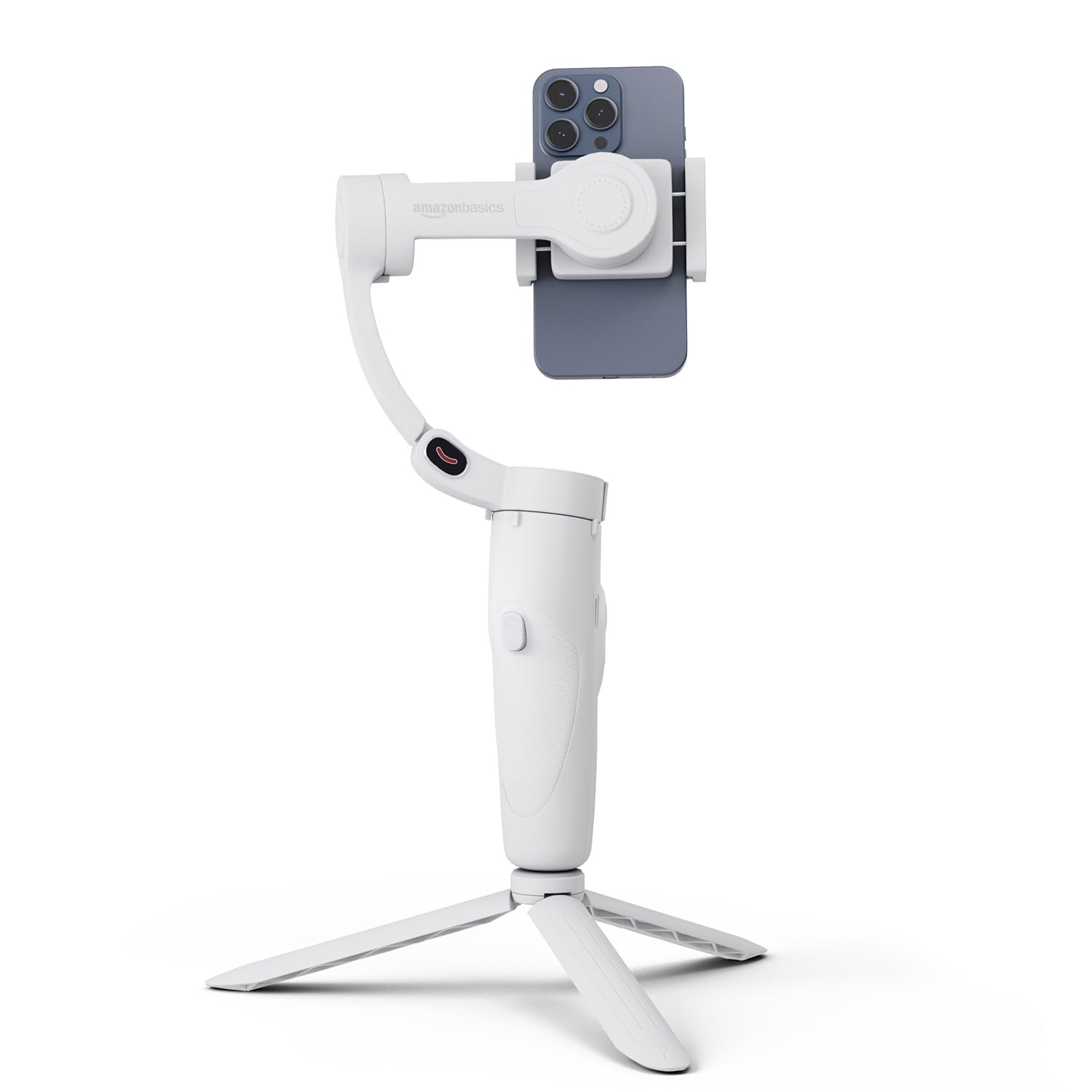 Amazon Basics Foldable 3-Axis Gimbal Stabilizer | Advanced Gyroscope | Shake-Free Footage | Object Tracking | Panoramic, Time-Lapse & Slow-Motion | 2500mAh Battery | Ideal for Vlogging (Light Grey)