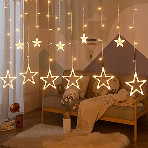 Warm White 6 Star Curtain Lights 2