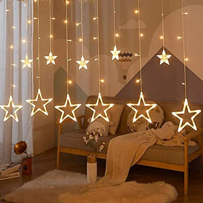 Warm White 6 Star Curtain Lights 2