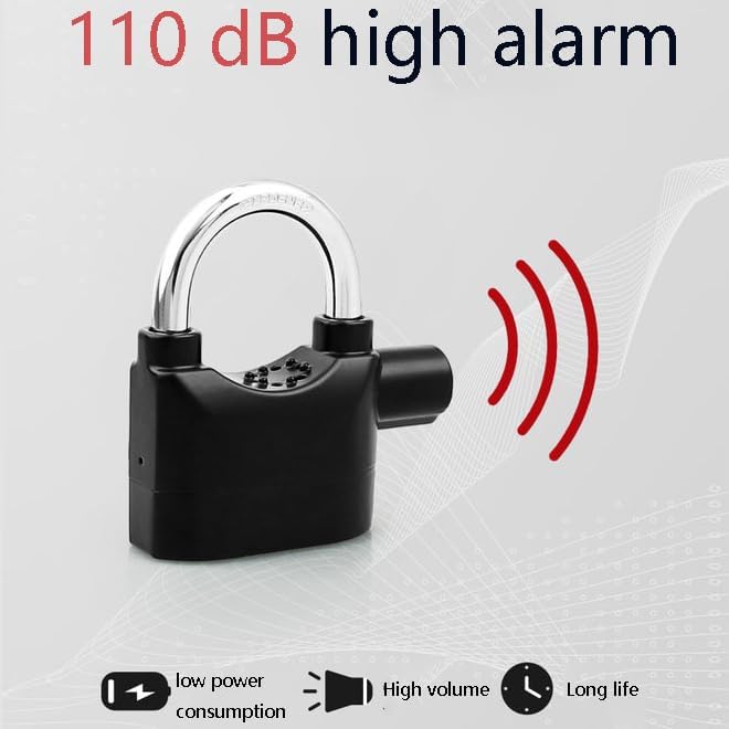 ECellStreet Heavy-Duty Waterproof Alarm Padlock – 110dB Sound with Motion Detection for Ultimate Security