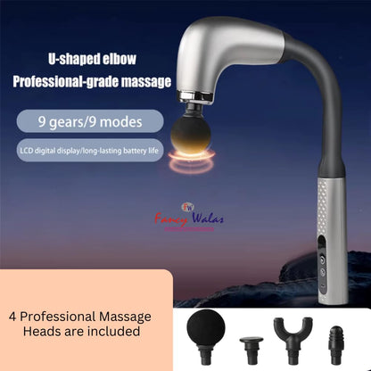 Replicates Shiatsu Massager with Upgraded Extended Handle, Full Body Massager for Pain Relief Deep Tissue with LCD Screen, Massage Gun with 4 Massage Heads | 9 Modes & 9 Speed Levels