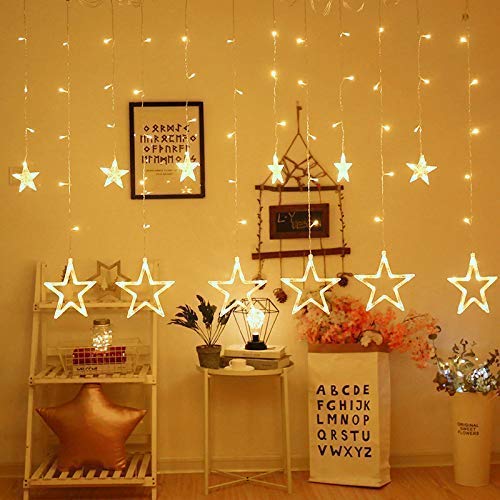 Warm White 6 Star Curtain Lights 2
