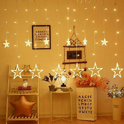 Warm White 6 Star Curtain Lights 2