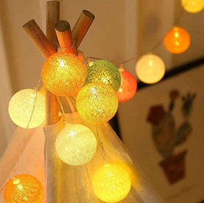 Fairy Cotton Ball Lights 10 LED Battery Powered String Light