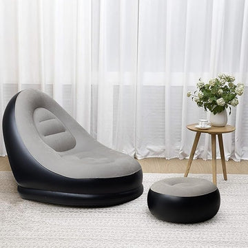 Inflatable Lounge Chair with Footstool – 2-in-1 Set