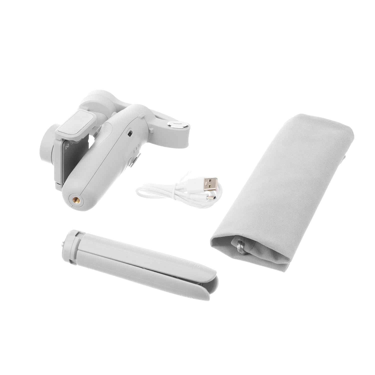 Amazon Basics Foldable 3-Axis Gimbal Stabilizer | Advanced Gyroscope | Shake-Free Footage | Object Tracking | Panoramic, Time-Lapse & Slow-Motion | 2500mAh Battery | Ideal for Vlogging (Light Grey)