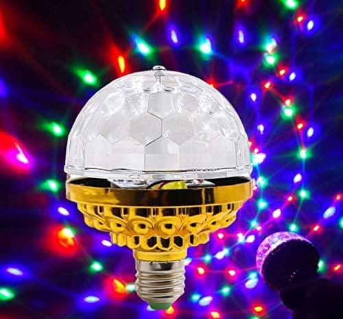 360 Degree Rotating LED Crystal Magic Ball RGB Mini LED Stage Light Bulb Rotating Disco Party DJ Colorful Effect Ball Projector Lights Bulb