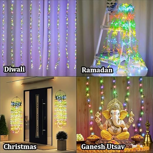 200 LED Leaf Vine Curtain Multi Color