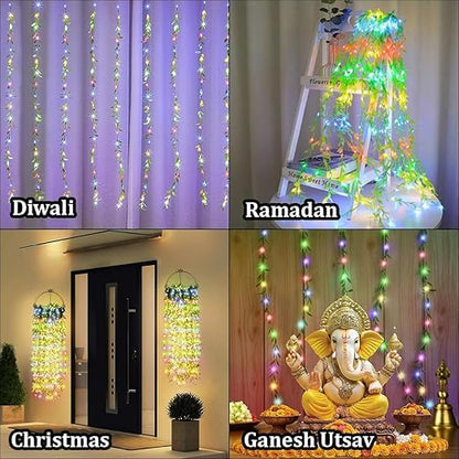 200 LED Leaf Vine Curtain Multi Color