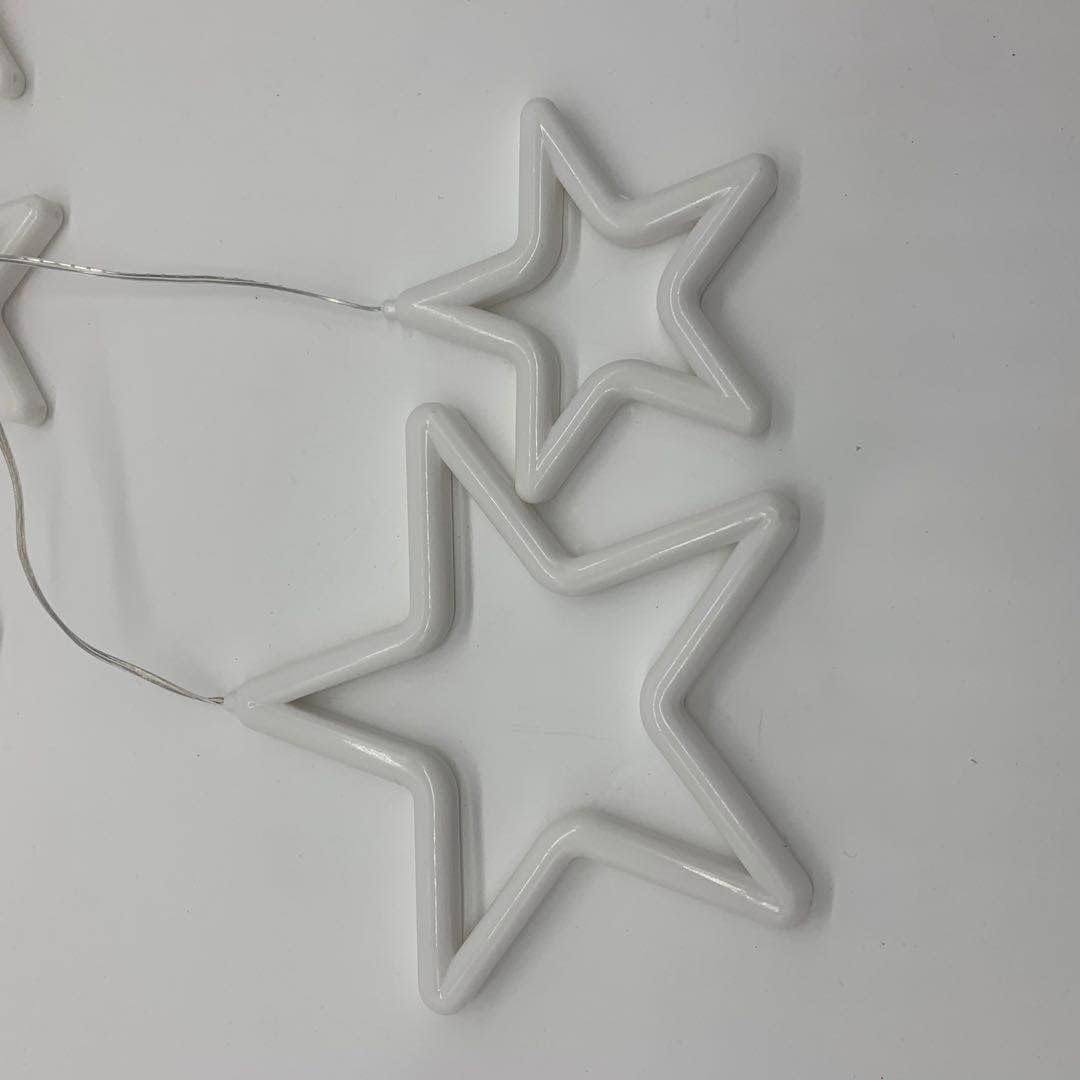 Qshare Neon Star String Lights - 5 Big and 5 Small Stars, Decorative LED Curtain Lights with 8 Flash Modes for Home, Balcony, Wall, Cafe, Indoor Outdoor Use, Festival & Celebration Decor (Multi)