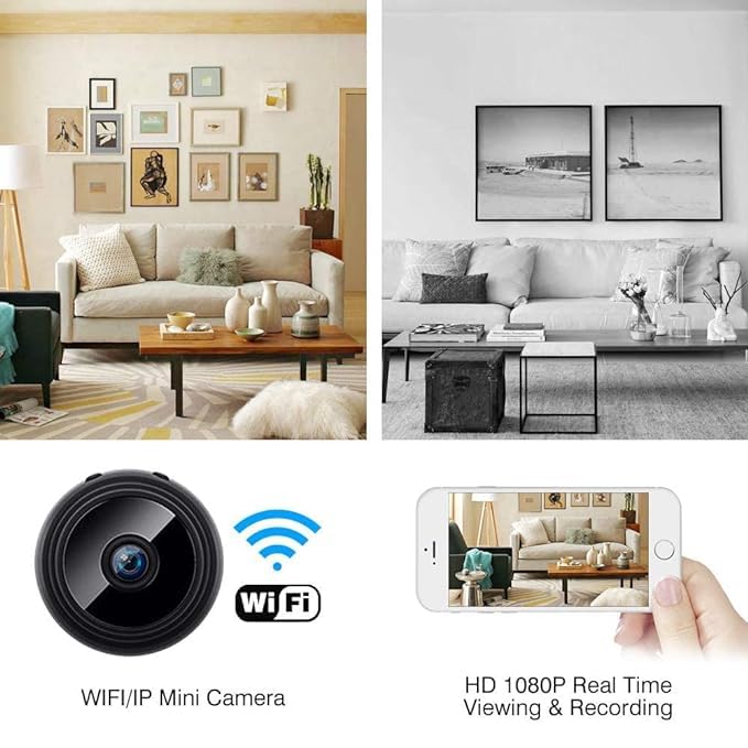 Mini WiFi 1080P Camera with Audio and Video, Ultra Lightweight Mini Camera with Night Vision and Motion Detection for Home and Office Security