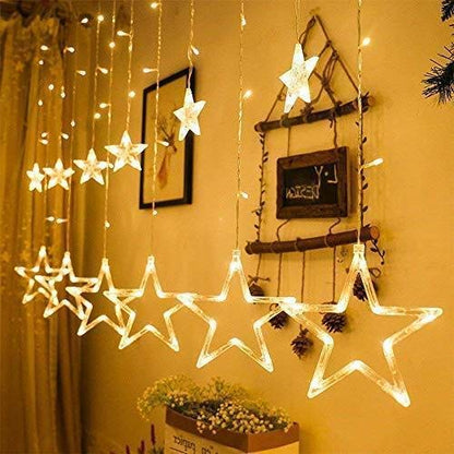 Warm White 6 Star Curtain Lights 2