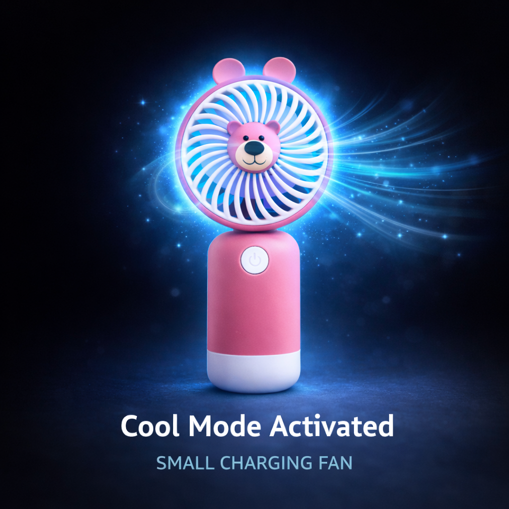 Mini Portable USB Rechargeable Handheld Fan – Foldable, Quiet & Travel Friendly(ASSORTED)(Pack of 1)