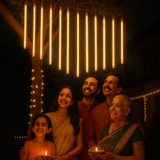 8 Warm Meteor Shower LED Lights