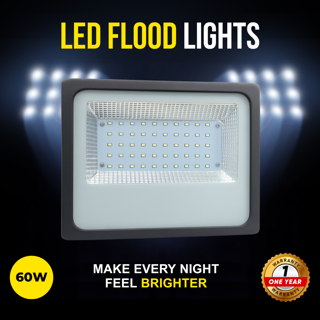 60W LED Flood Light – Pure White, Waterproof & Durable