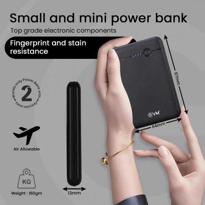 EVM EnNano Lithium_Polymer Power Bank 5000MAH with Micro USB Cable Compatible with All Kind of Smartphone and Other Devices (Black)