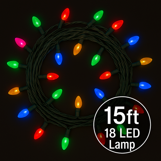 15ft 18 Lamp Multicolour LED String Lights