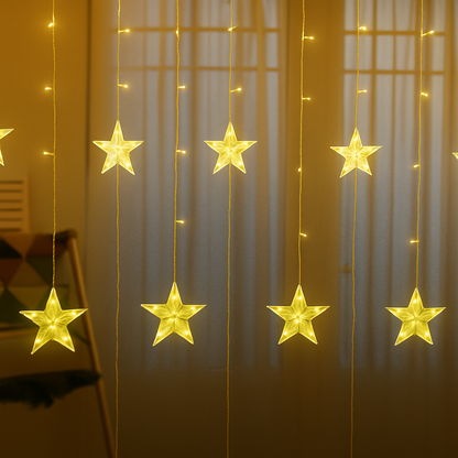 Warm White Star Curtain Lights