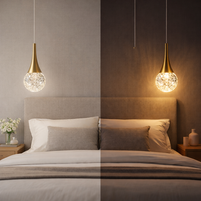 Golden Teardrop Crystal Pendant Light — Single Piece (1 Ft)