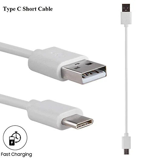 USB Type C Cable Nylon Braided USB C QC 3.0 Fast Charging Short Power Bank Cable for Samsung Galaxy S10e/S10+/S10/S9/S9+/Note 9/S8/Note 8, LG G7 G5 G6, Moto G6 G7 (0.25M, White)