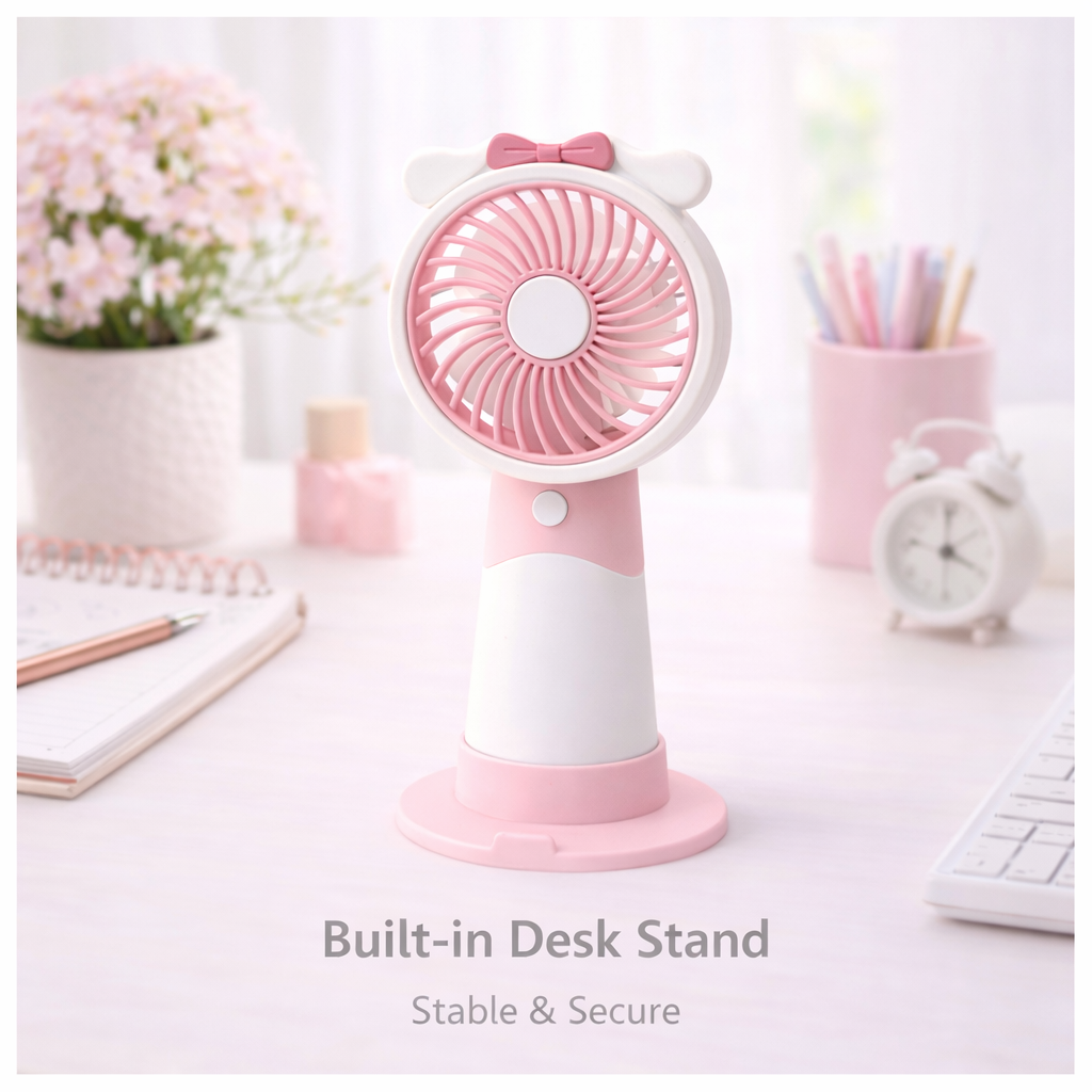 Cute Portable Charging 3 Speed Mode Fan with Desk Stand
