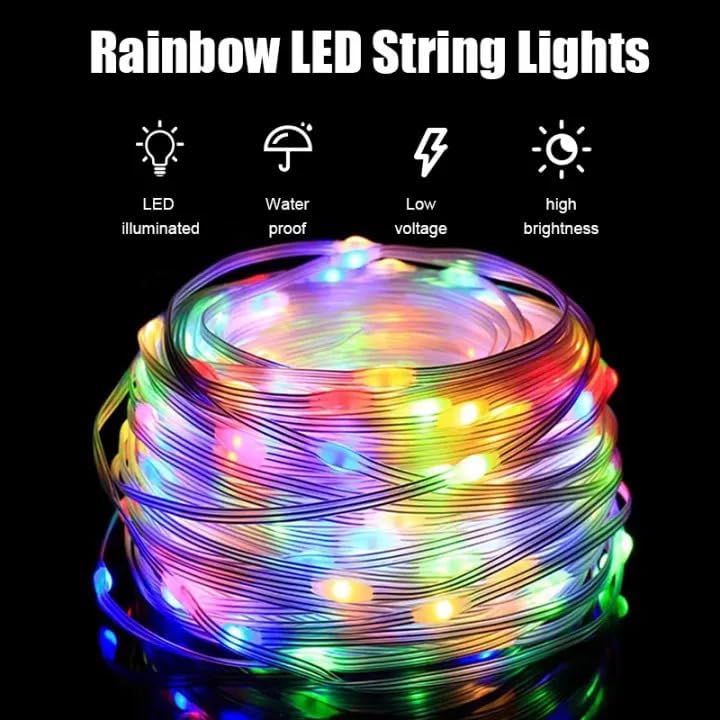 Rhythmic RGB Radiance: 8-Meter Waterproof LED Fairy Lights with USB, Music Mode, Bluetooth, App Control and Remote for Dynamic Color Changing