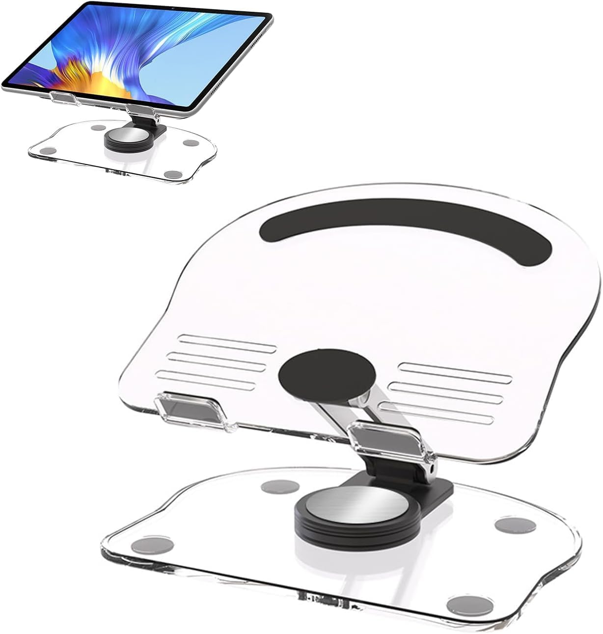 KPS 360 Rotating Acrylic Stand | Adjustable Transparent Holder for Tablet/Live Streaming/Cell Phone | Portable Foldable Stand for Home/Office/Desk (Pack of 1,Multicolor)