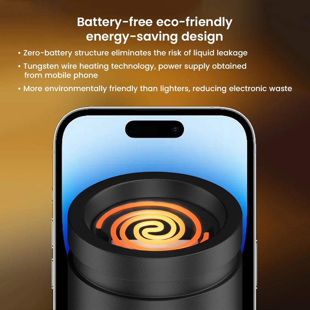 USB-C Electric Flameless Lighter – Mobile-Powered Keychain Fire Starter for Cigarettes, Travel & Camping (No Gas, No Battery)