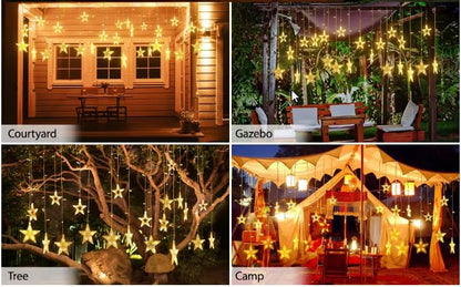 Warm White 6 Star Curtain Lights 2