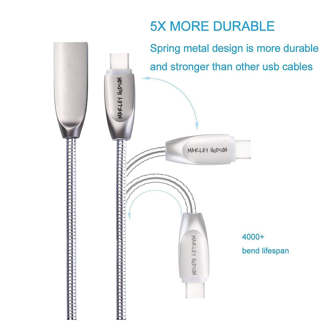 Marley Hudson Silver Spring Fast Charging USB Type C Cable - Boost Your Charging Speed