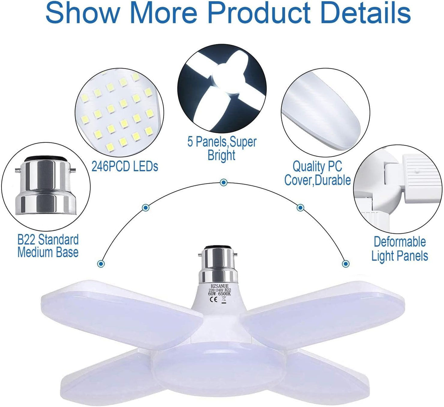 15W Fan Shape Led Bulb Upto 855% Energy Saving Ceiling Bulb Lights