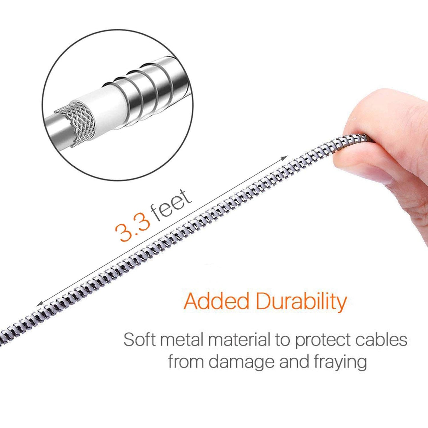 Marley Hudson Lightning USB Charging  Cable for iOS Devices (Silver) for Iphone / iPad