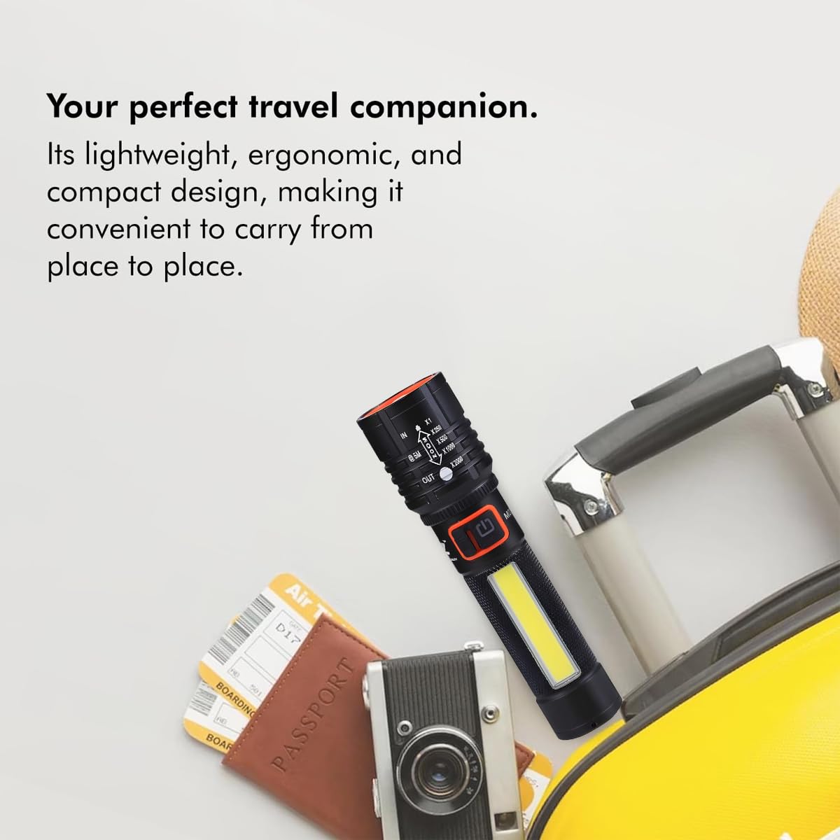 Rechargeable Flashlight – 10000 Lumen High Power LED Torch, 1200M Long Beam, USB-C Charging, 10+ Hours Runtime, Adjustable Zoom Light for Camping, Hiking, Emergency, Outdoor Use (Black -M035-C)