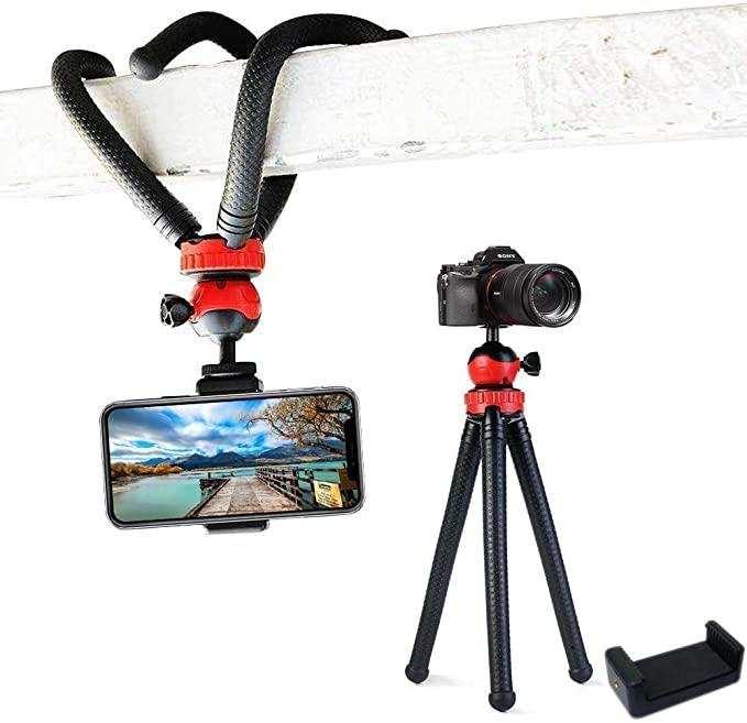 360° Rotatable Ball Head Flexible Spider Tripod Stand with Mobile Attachment for DSLR, Action Cameras & Smartphone