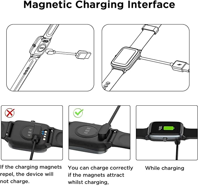 USB Magnetic Charging Cable 2 Pins 0.5 m Compatible with Boult Rover Pro Smart Watch