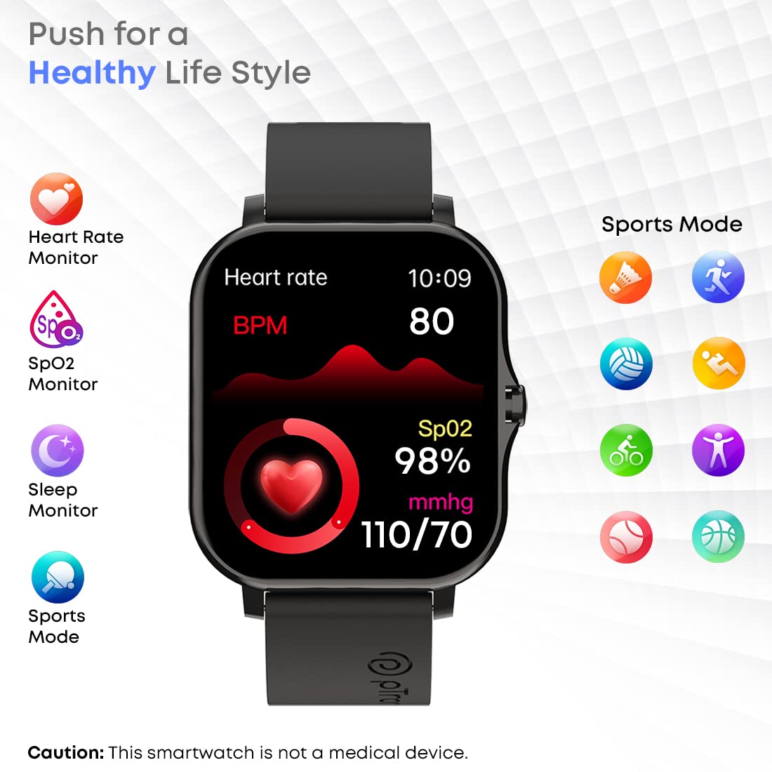 PTron Force X10 Bluetooth Calling Smartwatch Black