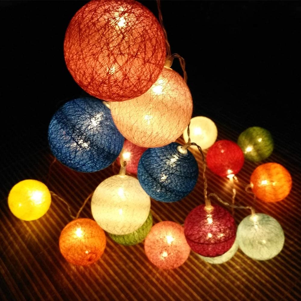Fairy Cotton Ball Lights 10 LED Battery Powered String Light
