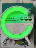 BT2301 LED Wireless Charging Speaker, 7-Colour Light, FM Radio, Long Standby, White with Wireless Charging