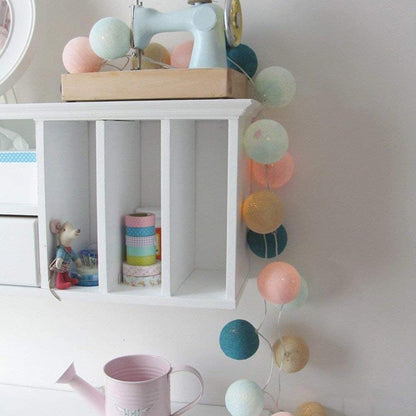 Fairy Cotton Ball Lights 10 LED Battery Powered String Light