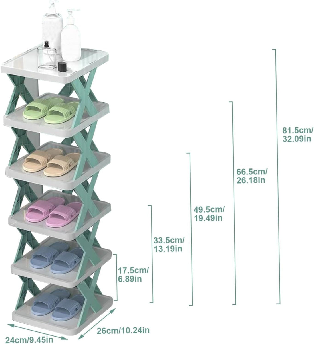 Shoe Rack Suit for Entryway, Corner, Small Spaces, Closet, Hallway, Storage Cabinet for Saving Space, Shoe Tower Tall and Stable, White and Green