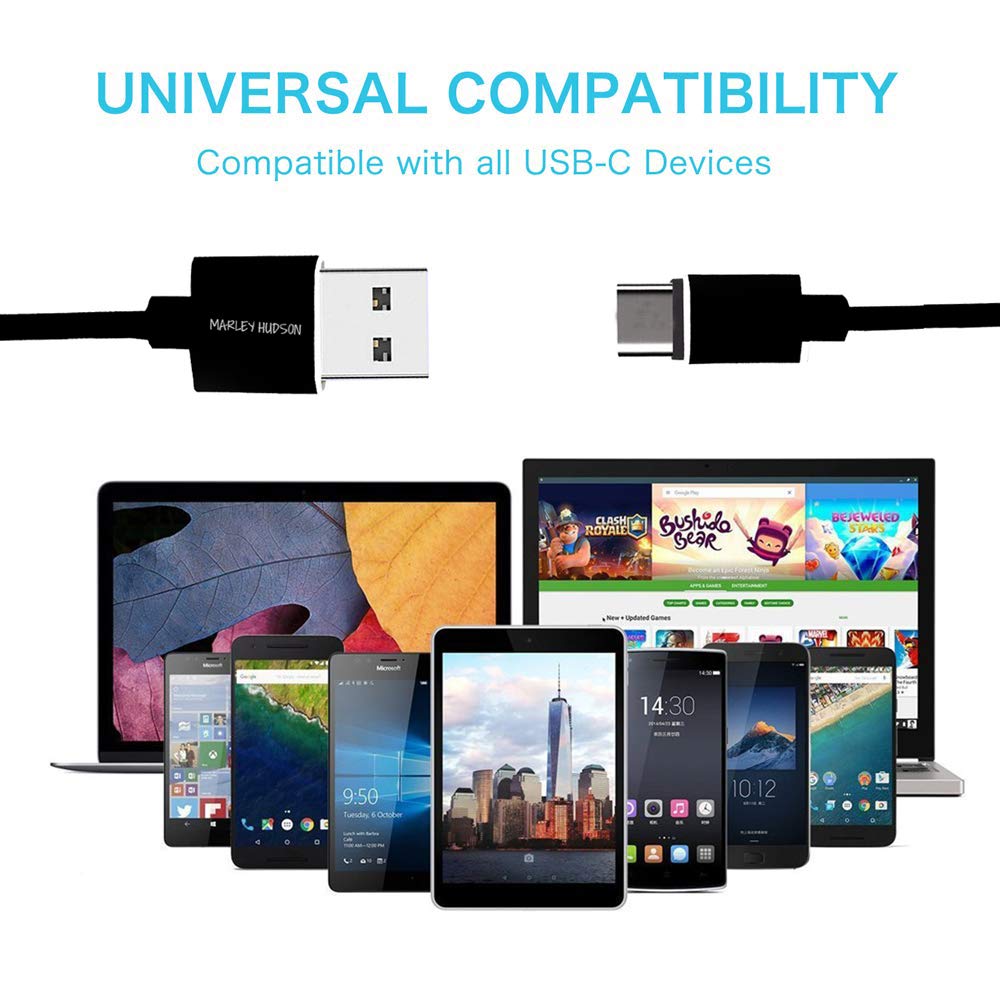 Marley Hudson USB Type-C to USB-A 2.0 Male Data Cable - 0.91m/3ft