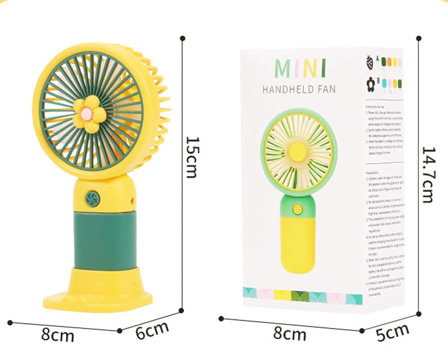 Spiaty Flower USB Rechargeable Handheld Mini Fan Outdoor Portable Small Electric Fan, Yellow