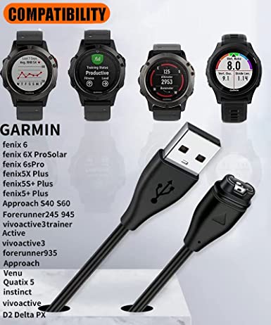 Charging Cable for Garmin Fenix 7X/7/6X/6/6S/5/5X/5S Plus,Forerunner 935,Vivoactive 3,Approach S10 S40