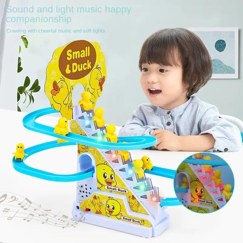 Cute Duck Climbing Stairs Toy with Lights & Music