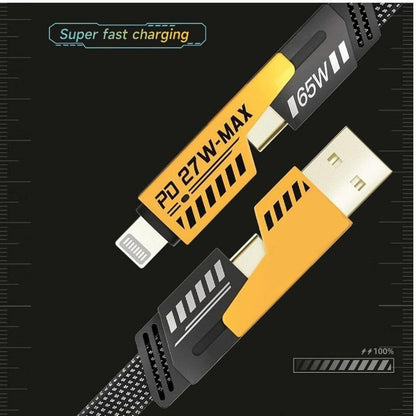 4-in-1 65W Charging Cable | USB-C, Lightning, Type-A